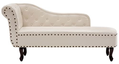 vidaXL Chaise Longue Chesterfield Pelle Artificiale Crema Divano Sdraio Casa