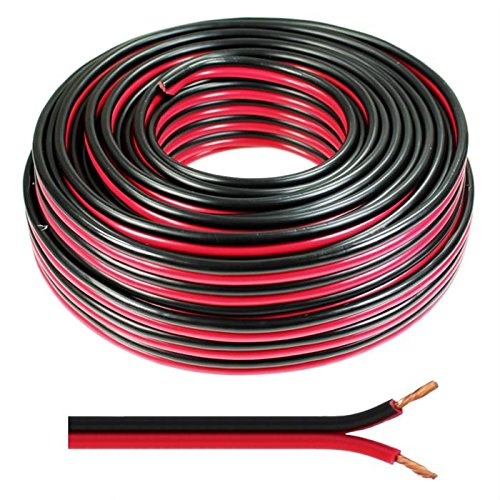 2 x 0.50mm Speaker Cable Wire4U® Figure 8, Quality, 50 Strands Wire In 10 20 50 100 Metres (20 metres, Red / Black)