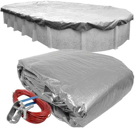 Robelle 551015-4-ROB Pool Cover for Winter, Dura-Guard Silver, 10 x 15 ft Above Ground Pools