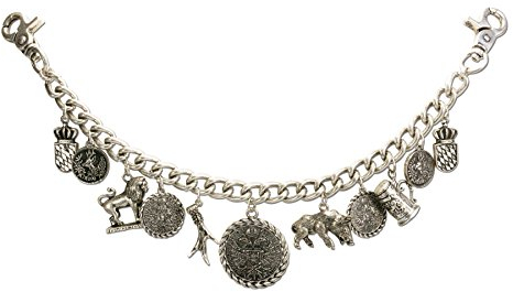 Heimatflüstern Charivari Herren mit Trophäenanhängern - massive Trachtenkette mit Trophäen-Anhängern, Männer Schwariwari für die Lederhose zum Oktoberfest (antik-silber-farben)