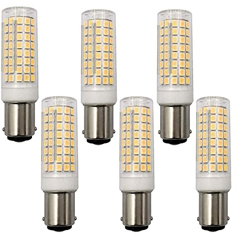 Lxcom Lighting 10W BA15D LED Corn Bulb 6 Pack Dimmable Double Contact Bayonet Base LED Bulb 80W Halogen Bulbs Equivalent JD Type T3/T4 Bulbs Warm White 3000K 1000LM for Pendants and Sewing Machines