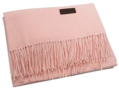 PB-SOAR Unisex XXL Einfarbiger Schal für Winter, Schals Winterschal Damenschal Halstuch Umschlagtuch Pashmina Stola mit Fransen (Rosa)