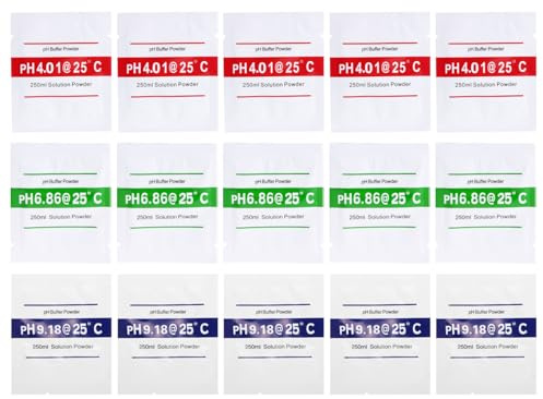 Nynel pH-Messgerät, Pufferlösung Pulver, pH-Lösungsgenauigkeit ± 0,01 pH für schnelle, einfache und genaue pH-Kalibrierung, Wasserreinheit BI672, PH 4,01/PH6,86/PH9,18, 15 Stück