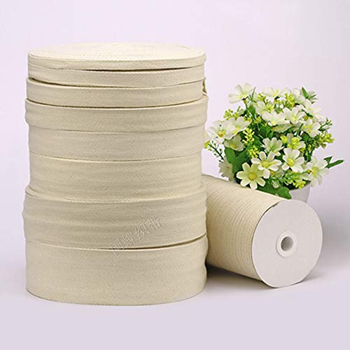 Egurs 45m/Roll Baumwollband köperband Twill-Band Schrägband Nahtband zum Aufbügeln Bekleidungszubehör Baumwollkordel Beige 15mm