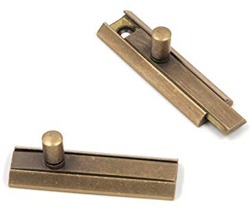Bitray 2 x Schieberiegel, 5,1 cm, massives Messing, antiker Stil, bronzefarben, Sicherheitsschieberbolzen