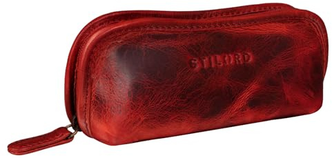 STILORD Glasgow Brillenetui Leder für Lesebrille Sonnenbrille Tagesbrille Brillentasche Etui mit Reißverschluss Hülle Schutz Brille Echtes Vintage Leder Farbe:mittel - braun