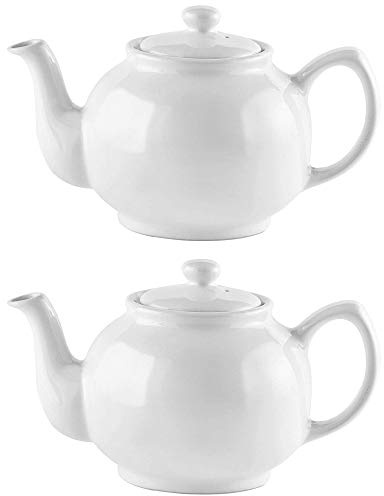 Price & Kensington Traditional Ceramic Tea Serving Teapot 6 Cup White (Pack of 2)
