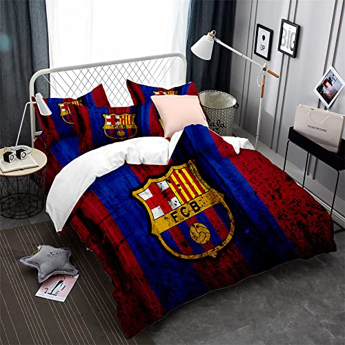 CHAOSE-DEB Bettbezug-Set Für Kinder Cartoon Football Team FC Barcelona, ????für Kinder Mädchen Kinder Heimtextilien Bettwäsche (Muster 02,135 x 200 cm)