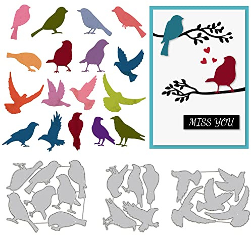 GLOBLELAND Frühling Vögel Stanzformen Metall Krähen Tauben Tiere Stanzschnitte Prägeschablonen Vorlage für die Kartenherstellung Dekoration für DIY Scrapbooking Album Handwerk