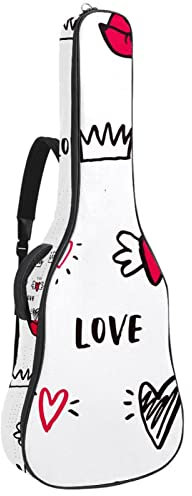 Akustikgitarre Tasche Wasserdicht Gitarre Rucksack Dicke Weich Gepolstert Herz Krone Prinzessin Weiß Konzertgitarre Tasche, Farbe1, 42.9x16.9x4.7 in, Taschen-Organizer