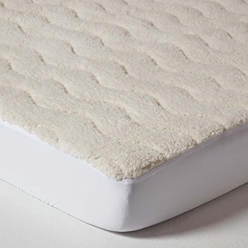 HOMESCAPES Warmer Fleece-Matratzentopper 160x200 cm, Kuschelige Matratzenauflage Plüsch mit Spannumrandung