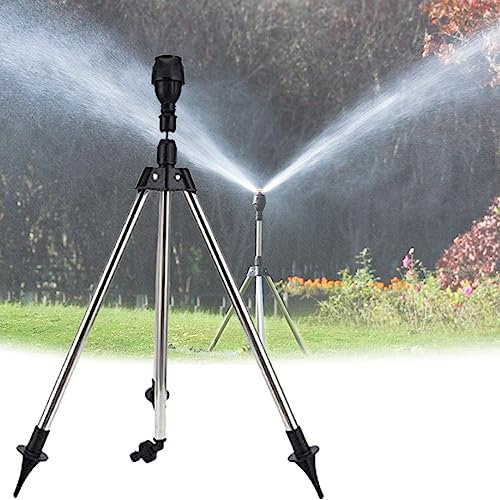 Lyoveu Edelstahl Rotary BewäSserung Stativ Teleskop UnterstüTzung Regner,Profi Impulsregner, Mit Teleskop Stativ,Garten Rasensprenger 360 Grad Sprinkler FüR Hof Garten Rasen