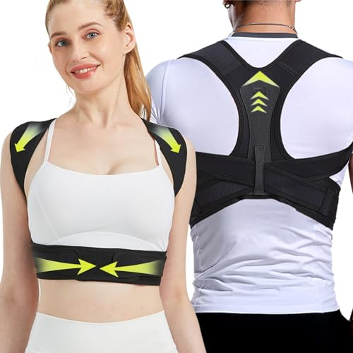 Haltungskorrektur Rücken für Damen und Herren, Neuer verbesserter Schultertrainer Rücken Geradehalter obere Rückenstützgürtel für Bucklige, lindert Schmerzen im Schulter, Nacken und Rücken L/XL