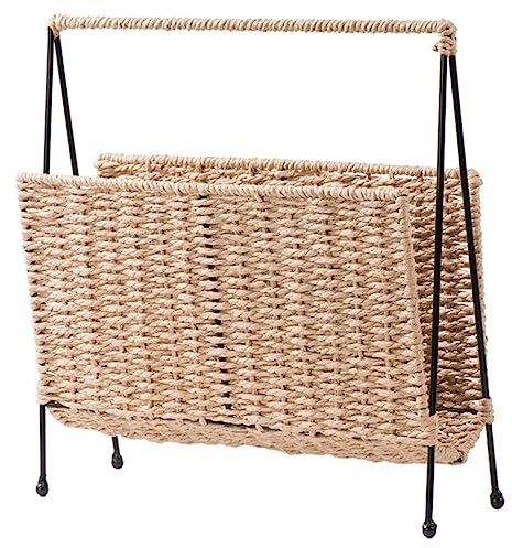 Cabilock Livre Panier De Rangement Livres Vintage Rotin Panier Décor À La Maison Tissé Porte-Revues Ferme Porte-Revues Tissé Porte-Revues Maison Livre Organisateur Articles Divers
