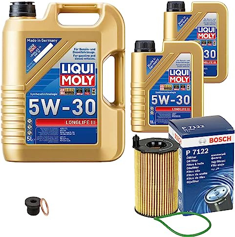 Inspektionspaket Wartungspaket Filterset mit 7 L Motoröl Longlife 3 5W-30, Ölfilter, Verschlussschraube