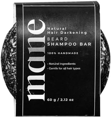 Mane Beard Shampoo Bar for Men | Natural Charcoal Beard Wash with Bamboo Charcoal, Ginseng & Shea Butter | Handmade Beard & Hair Care Soap Bar | Gentle, Sulfate-Free Grooming for All Hair Types