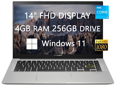 ASUS - Ordinateur portable Vivobook, écran FHD de 14, processeur Intel 10e génération i3-1005g1, X413JA- 211.VBWB, 4 Go de RAM, 256 Go (SSD 128 Go + carte 128 Go), Windows 11 Home, charge rapide,
