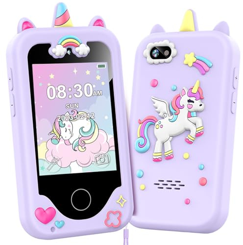 Kids Smart Phone for Girls, Christmas Birthday Gifts for Girls Age 3-10 Kids Toys Cell Phone, 2.8 Touchscreen Toddler Learning Play Toy Phone with Dual Camera, Game, Music Player, 8GB Card Purple