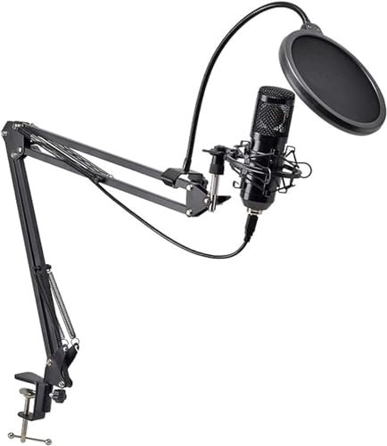 SSDDLZEQ USB Microphone Kit, Metal Recording Microphone Set With Adjustable Armature, Condenser Computer Microphone