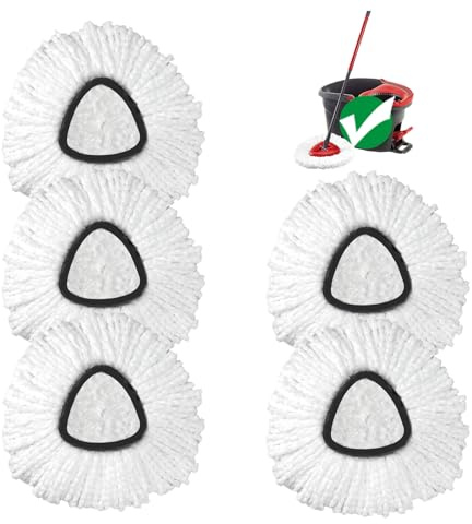 5 Pack Mop Head Replacement, Compatible for Vlieda 1-Tank | Triangle Swivel Mops, Microfiber, Deep Cleaning, Machine Washable, Easy to Replace