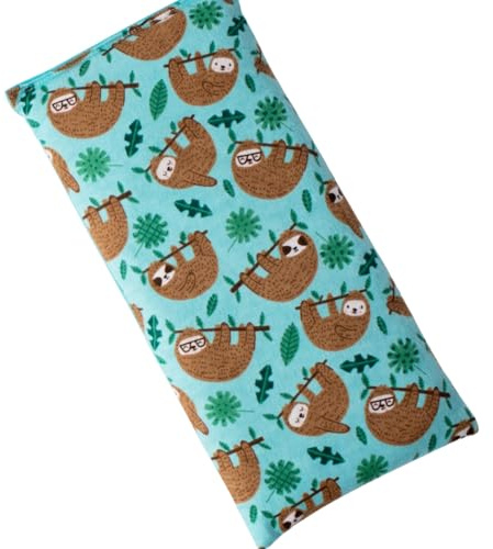 Microwave Heating Pad Filled with Flax Seed and Choice of Dried Herbs, Herbal Cold Pack, Good Size for Back Pain and Cramps, Hot and Cold Therapy, 6 x 12 (Sloth, Peppermint & Chamomile)