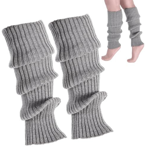 Bein Stulpen Damen,Leg Warmers,Legwarmers,Beinstulpen Damen Stulpen für Beinstulpen Kinder,Ballett stulpen Mädchen Kostüm,Fashion Beinlinge,Winter Beinwärmer Stricken,Vintage Legwarmer (2, Grau 40cm)