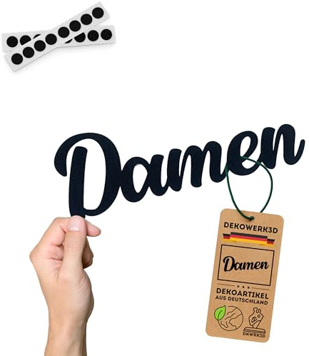 DKWRK3D Damen WC Türschild Klebend - Kunststoff Badezimmer Deko - Frauen Toilette Schild - Gäste Bad Schilder - Toilettenschild - Türschilder - Aufkleber Toilettentür - Mann & Frau - Türaufkleber (M)