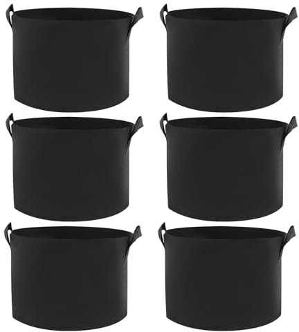 biusgiyeny 6er-Pack Große Pflanzsack Aus Stoff Mit Griffen Tomaten kübel Pflanzbeutel Stoff Töpfe aus Vliesstoff Pflanzbeutel Pflanze Wachsende Tasche (60L)