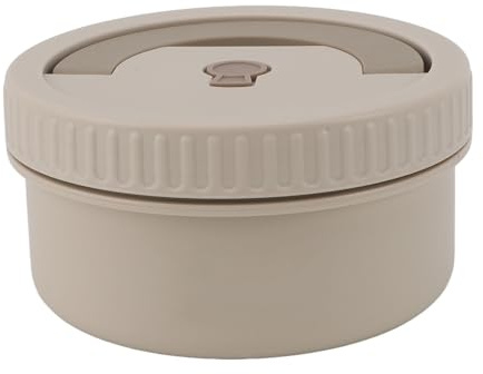 Couche Unique Lunch box Umami, Rond Rectangulaire avec Couvercle, Acier Inoxydable 316 Boite Repas Micro Ondable, Boîte à Lunch Isotherme avec Couverts pour Bureau, Pique Nique (Beige)