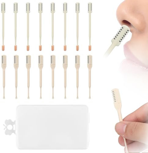 16 Piezas 2 en 1 Recortador de Vello Nasal, Cortador Manual de Vello Nasal Afeitadoras de Vello Nasal con Cepillo de Limpieza Limpiador de Vello Nasal para Mujeres y Hombres (Blanco, Amarillo)