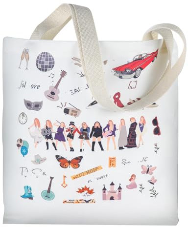 Onperpoe Stoffbeutel Bedruckt Stofftasche Inspirierte Tragetasche Damen Einkaufstasche Geschenke Wiederverwendbar Aesthetic Tragetaschen Baumwolltasche Leinentasche Geschenk Musikliebhaber 40x35cm