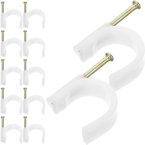 Angoily 50piezas Grapas Para Cables Ethernet Sujetacables Clavo De Acero Para Cables Coaxiales Úselas El Tubo De Alambre Para Organizar El Espacio Lateral