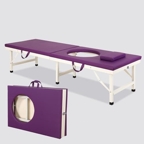 DEOPXF Massageliege Dreieckige Verstärkung Integrierte Schweißnaht Therapiebett Stabil und Wackelfrei Faltbar Leicht und Tragbar(Lila,180x70x47cm)