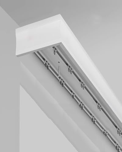 Generisch An der Decke montierte Vorhangschiene, Querbehang mit Doppelschienen, 3-in-1-Raumteiler-Set für Fenster, Vorhangkästen, Volantstange