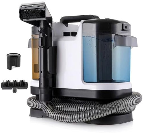 Aspiradora de Agua Tapiceria, Limpiador de Tapicerias de 500W, Gran Depósito Extraíble de 1,8L de Agua Limpia y 0,8L de Agua Residual, 12,5 Kpa, 80dB, Limpia Tapicerias Para Tapicerias, Sofa (Blanco)