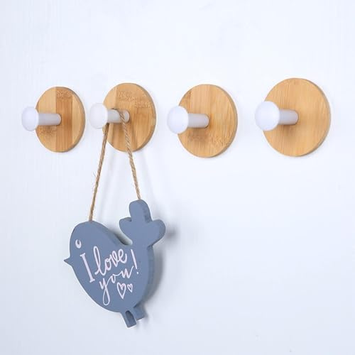 Selbstklebende Bambus-Haken zum Aufhängen, robuste und kleine dekorative Haken, Wandmontage, für Schlafzimmer, Küche, Badezimmer, 4 Stück