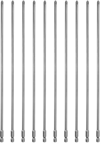 sourcing map 10pcs #2 Phillips Screwdriver Bit PH2 1/4 Hex Shank 12 (300mm) Long Magnetic S2 Steel Industrial Grade Screw Driver Bit Cross Head Electric Drill Bits 0.2 (5mm) Rod