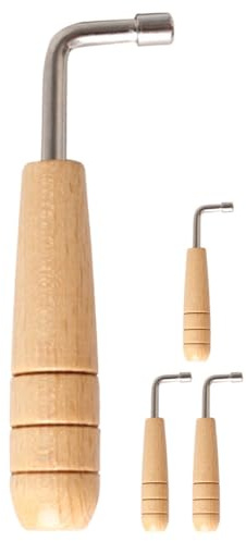 Abaodam 4 Stück Leierschlüssel aus Edelstahl mit Holzgriff Universelles Tuningzubehör für Lyra Harfe Portables Design für Anfänger und Profis