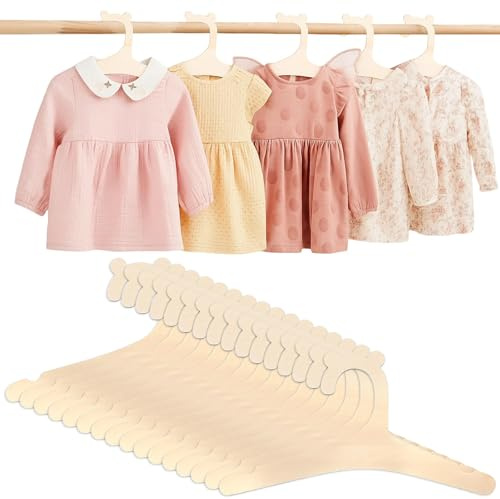 15 Stück Baby Kleiderbügel aus Holz, 22,7×12 cm Kinder Kleiderbügel Sicher | DIY Holzbügel für Kinder, Geruchlos, Rutschfester Holzbügel, für Kleidung, Hosen, Spielzeug