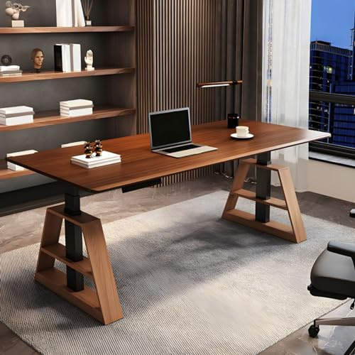 Verstellbarer Stehpult, elektrischer Hubtisch, Massivholz, Computer-Werkbank für Arbeitszimmer, Büro