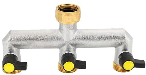 Brass Garden Tap Hose Splitter 3 Way Solid Connector /4 Heavy Duty Valves Adapter Water Distributor Tap Splitter Individual Valves Home Garden Kitchen