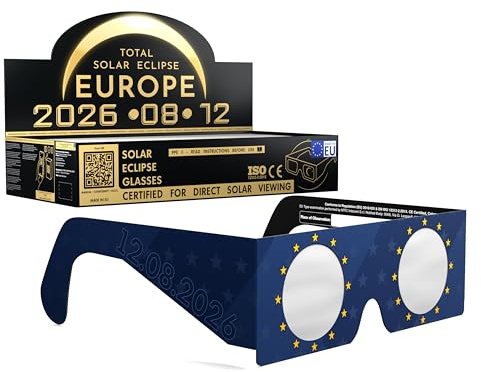 Absolute Eclipse EU Solar Eclipse Glasses Bulk Wholesale – ISO 12312-2 testade och CE-certifierade – EU-tillverkare – 100-PACK grossistpaket – 2026 Eclipse Europe