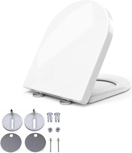 Premium WC Sitz Toilettendeckel - Toilettensitz Mit Softclose Absenkautomatik und Quick-Release Funktion, Abnehmbar, Antibakterielle Klodeckel aus Duroplast, D Form WC Deckel Klobrille Toilet Seat