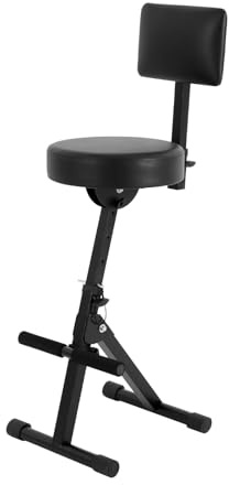 WDZCZDoo Verstellbarer Musikhocker mit Rückenlehne & Fußstütze Höhenverstellbar 100kg Tragkraft Schwarz