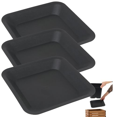 HOMERZO Sottovaso per vasi di fiori, piante quadrate, 30,5 x 30,5 cm, adatto per vasi di plastica, confezione da 3