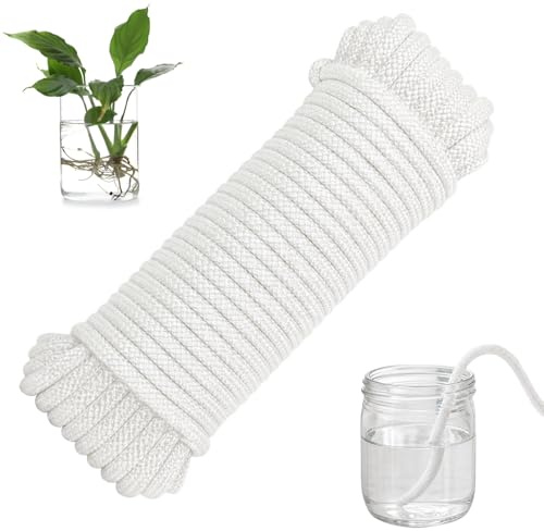 Bewässerungsdocht aus Baumwolle, 15M, 6mm, Kapillardochtschnur für Selbstbewässerungssystem, Zimmerpflanzen und Blumentopf, DIY Tropfbewässerung