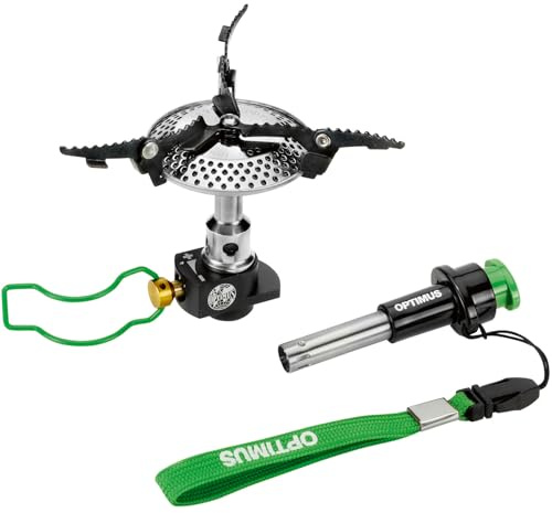 Optimus Crux Lite Gaskocher mit Piezo für Outdoor & Camping – Ultraleichter 72 g Trekkingkocher | 3000 W Leistung | Inkl. Zünder & Transporttasche | Kompakt, stabil & effizient