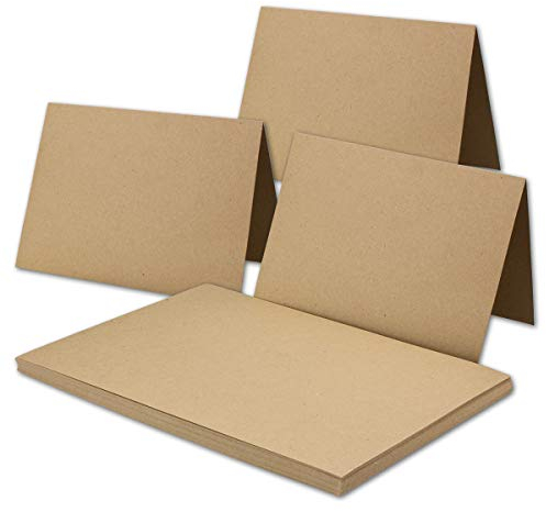 500x Vintage Kraftpapier Falt-Karten DIN B6-120 x 169 mm - sandbraun - Recycling - 300 g/m² blanko Klapp-Karten - NEUSER PAPIER