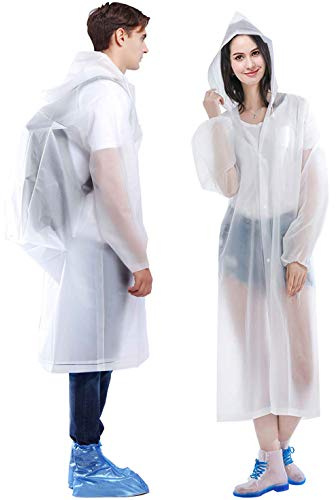 HLKZONE Raincoat, 2 Pack Rain Ponchos for Adults Travel Rain Jacket Packable Rain Coats for Women with Drawstring Hood