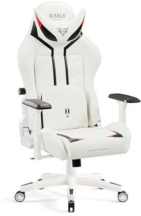Diablo X-Ray Gaming Stuhl Bürostuhl Gamer Chair Schreibtischstuhl 4D Armlehnen Ergonomisches Design Kunstleder Perforation Wippfunktion Weiß-Schwarz Normal (L)